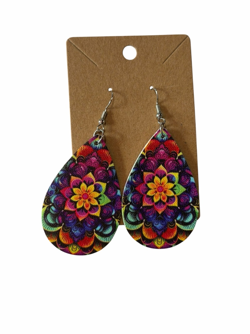 Colorful Floral Teardrop Earrings - Multicolor